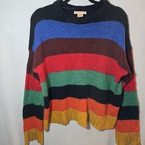 Urban Outfitters Oversized Colorul Stripe Sweater Rainbow 80s Punky Brewster, M
